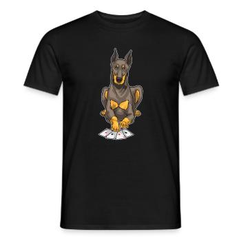 Dobermann Poker Pokerkarten - Männer T-Shirt - Schwarz - Vorne - AI Model Male 178 light (178cm)