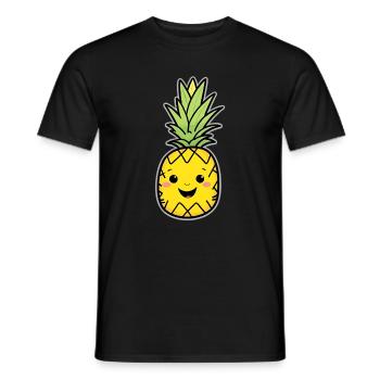 Kawaii Ananas Mascotte - Männer T-Shirt - Schwarz - Vorne - AI Model Male 178 light (178cm)
