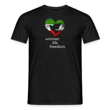 woman life freedom - Männer T-Shirt - Schwarz - Vorne - AI Model Male 178 light (178cm)