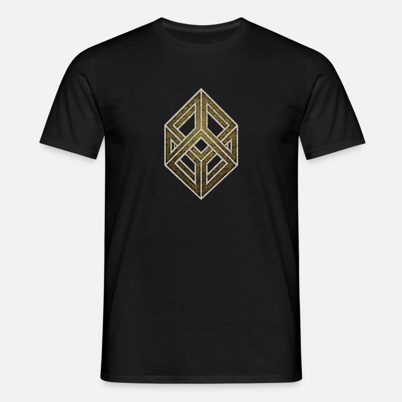 Optical illusion, cube, geometry, mathematics - Men's T-Shirt - black