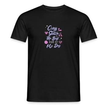 Cross Stitch Kreuzstich Sticken - Männer T-Shirt - Schwarz - Vorne - AI Model Male 178 light (178cm)