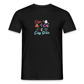 Cross Stitch Kreuzstich Sticken - Männer T-Shirt - Schwarz - Vorne - AI Model Male 178 light (178cm)