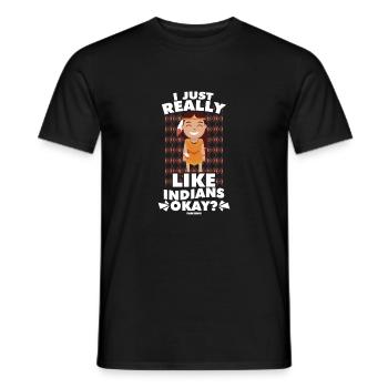 I Just Really Like Indians Okay Native People - Männer T-Shirt - Schwarz - Vorne - AI Model Male 178 light (178cm)