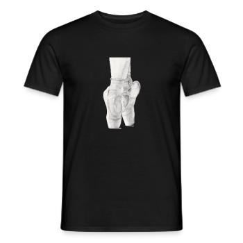Schwarz-Weiß-Ballett-Spitzenschuhe Bleistiftzeichnung - Männer T-Shirt - Schwarz - Vorne - AI Model Male 178 light (178cm)