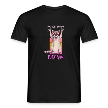 DJ musique rétro heavy metal hard rock punk panda - T-shirt homme - noir - Devant - AI Model Male 178 light (178cm)