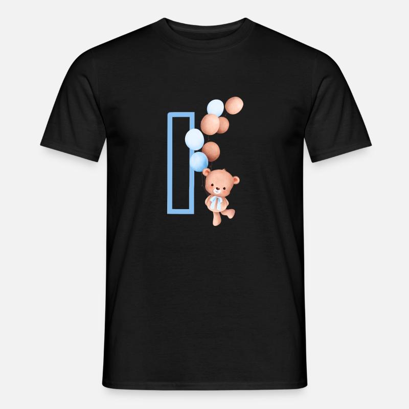 Blauer Buchstabe i Bär - Männer T-Shirt - Schwarz