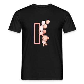 Lettre i rose ours - T-shirt homme - noir - Devant - AI Model Male 178 light (178cm)