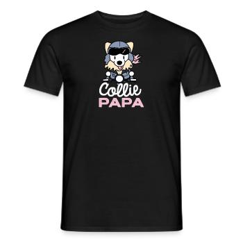 Collie Papa Biker Motorrad Hund Papa Geschenk - Männer T-Shirt - Schwarz - Vorne - AI Model Male 178 light (178cm)