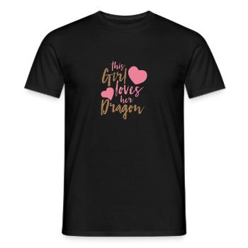 Fantasy / Dragons: This Girl Loves Her Dragon - Men's T-Shirt - black - Front - AI Model Male 178 light (178cm)