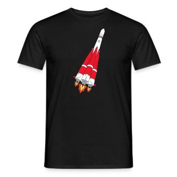 Fusée avec poussée - peinte à la main - T-shirt homme - noir - Devant - AI Model Male 178 light (178cm)
