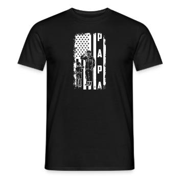Papa USA Drapeau Père Fête des Pères Militaire Soldat - T-shirt homme - noir - Devant - AI Model Male 178 light (178cm)