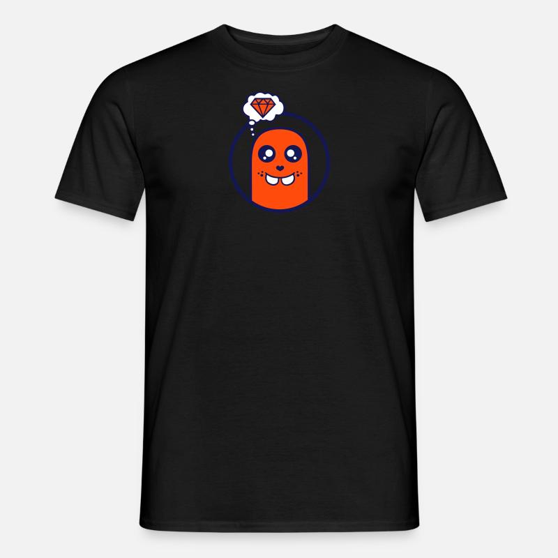 Niedliche Comic Figur (Diamant, Kreis) - Männer T-Shirt - Schwarz