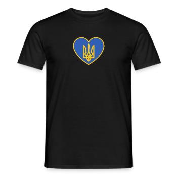 Ukraine Herz mit Wappen - Männer T-Shirt - Schwarz - Vorne - AI Model Male 178 light (178cm)