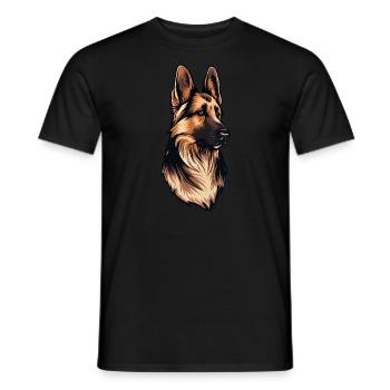 GERMAN SHEPHERD ART PETS PUPPY DOG ANIMALS DRAWING - Men's T-Shirt - black - Front - AI Model Male 178 light (178cm)
