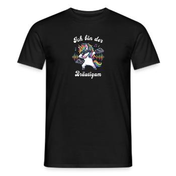 Ich bin der Bräutigam – Einhorn JGA DJ weiss - Männer T-Shirt - Schwarz - Vorne - AI Model Male 178 light (178cm)