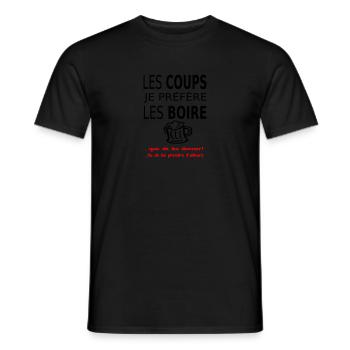 Les coups je préfère les boire - T-shirt homme - noir - Devant - AI Model Male 178 light (178cm)