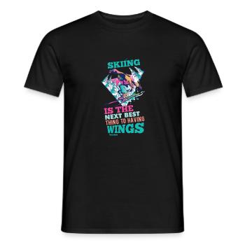 Skiing Is The Next Best Thing To Having Wings - Men's T-Shirt - black - Front - AI Model Male 178 light (178cm)