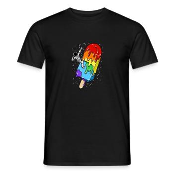 Astronaut - Rainbow Ice Cream Stick - Humor - Men's T-Shirt - black - Front - AI Model Male 178 light (178cm)