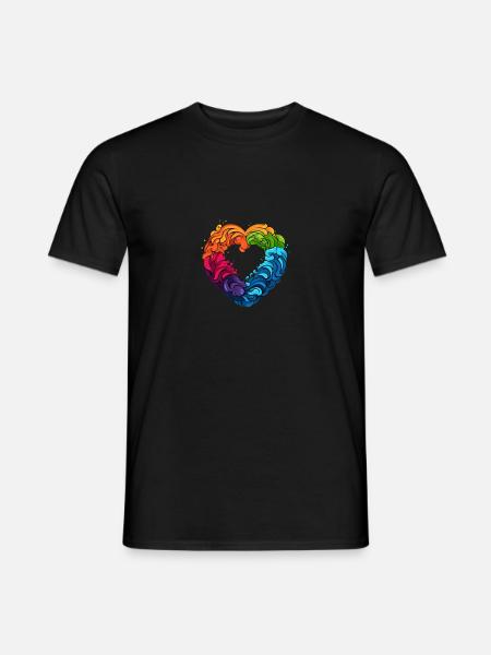 LGBTQIA+ Rainbow Heart - Men's T-Shirt - black