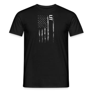 Lit - American Flag - Männer T-Shirt - Schwarz - Vorne - AI Model Male 178 light (178cm)