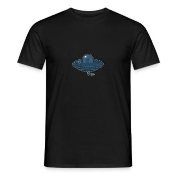 Flying Saucer and Alien - Men's T-Shirt - black - Front - AI Model Male 178 light (178cm)