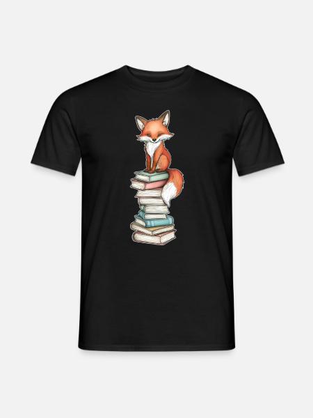 Fox on stack of books - Men's T-Shirt - black