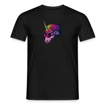 Licorne avec corne colorée - T-shirt homme - noir - Devant - AI Model Male 178 light (178cm)