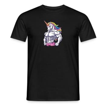 Licorne de gymnase - T-shirt homme - noir - Devant - AI Model Male 178 light (178cm)