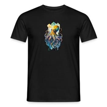 Krake Oktopus Tintenfisch Wasserfarbe Ozean Meer - Männer T-Shirt - Schwarz - Vorne - AI Model Male 178 light (178cm)