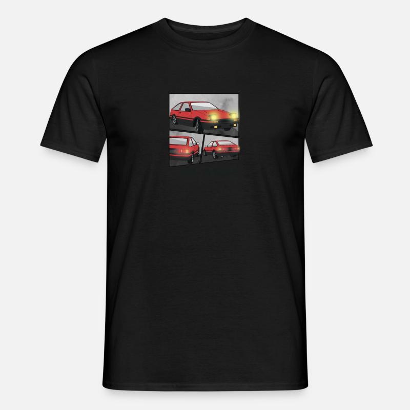 LAVA RED CAR COMIC / POP UP HEADLIGHTS HATCHBACK - Men’s T-shirt - black