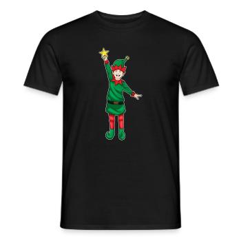 Poinsettia de Noël elfique - T-shirt homme - noir - Devant - AI Model Male 178 light (178cm)