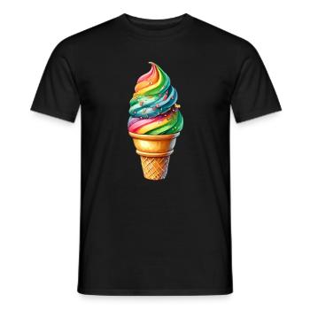 Adoucissez votre look avec ce motif de crème glacée arc-en-ciel - T-shirt homme - noir - Devant - AI Model Male 178 light (178cm)