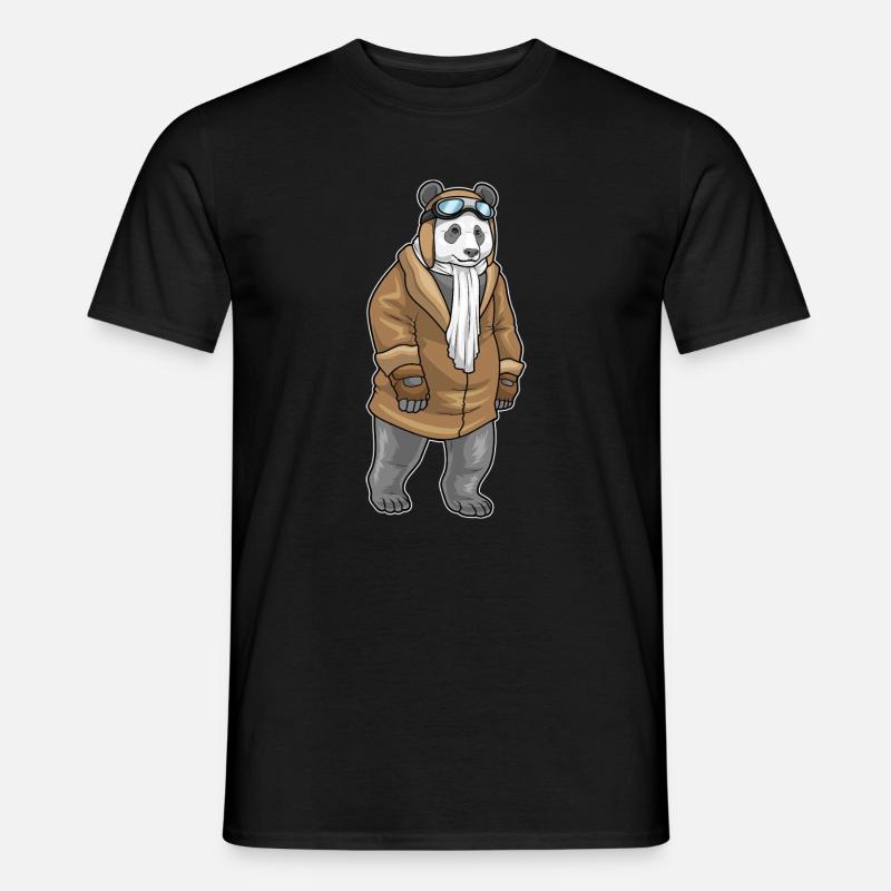 Panda Pilot Pilotenmütze - Männer T-Shirt - Schwarz