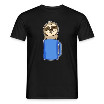 Faultier im Kaffeebecher - Männer T-Shirt - Schwarz - Vorne - AI Model Male 178 light (178cm)