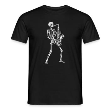 Skeleton Saxophonist gift - Men's T-Shirt - black - Front - AI Model Male 178 light (178cm)
