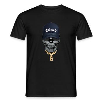 Cooler Totenkopf Hip Hop Style Schriftzug Ruhrpott - Männer T-Shirt - Schwarz - Vorne - AI Model Male 178 light (178cm)