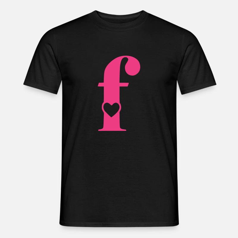 Buchstabe f Anfangsbuchstabe mit Herz - Männer T-Shirt - Schwarz