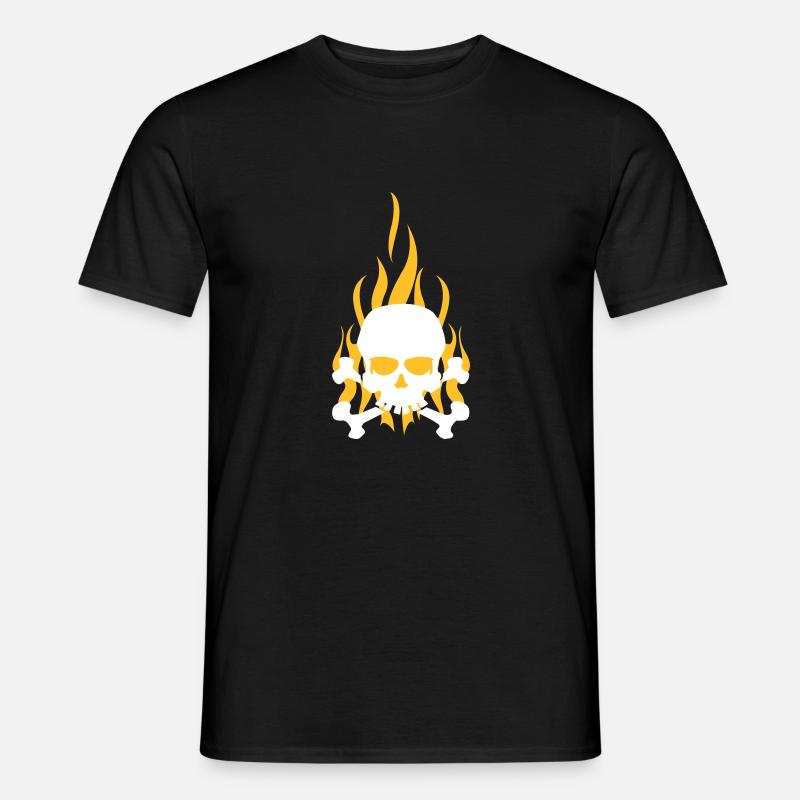 skull_flames - Männer T-Shirt - Schwarz