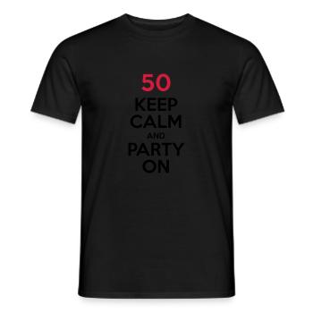 50 - Keep Calm and Party On - Men's T-Shirt - black - Front - AI Model Male 178 light (178cm)