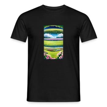 Landschaft mit 4 Bereichen, Generative KI - Männer T-Shirt - Schwarz - Vorne - AI Model Male 178 light (178cm)