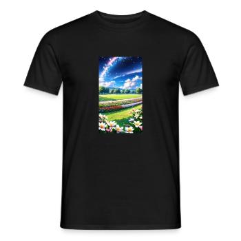 Landschaft mit 4 Bereichen, Generative KI - Männer T-Shirt - Schwarz - Vorne - AI Model Male 178 light (178cm)