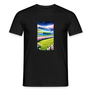 Landschaft mit 4 Bereichen, Generative KI - Männer T-Shirt - Schwarz - Vorne - AI Model Male 178 light (178cm)
