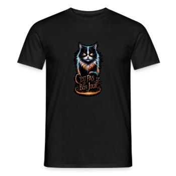 Angry cat - not on the right day - Men's T-Shirt - black - Front - AI Model Male 178 light (178cm)