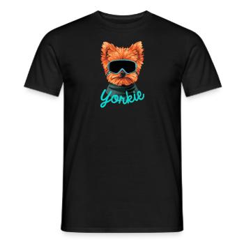 Yorkie Ski 80er Hund Geschenk Yorkie - Männer T-Shirt - Schwarz - Vorne - AI Model Male 178 light (178cm)