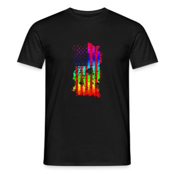 USA Gay Pride Flag - Männer T-Shirt - Schwarz - Vorne - AI Model Male 178 light (178cm)