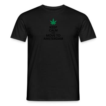 keep calm move to Amsterdam Holland Cannabis Dope - Männer T-Shirt - Schwarz - Vorne - AI Model Male 178 light (178cm)