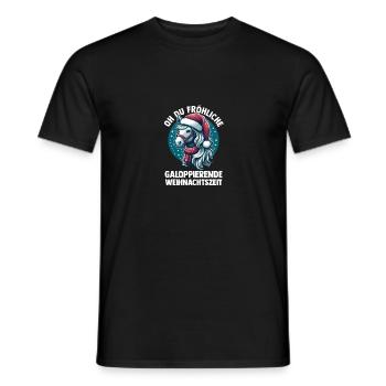 Père Noël Noël équitation cavalier chevaux - T-shirt homme - noir - Devant - AI Model Male 178 light (178cm)
