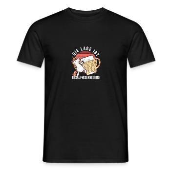 The location is drunken beer unicorn - Men's T-Shirt - black - Front - AI Model Male 178 light (178cm)
