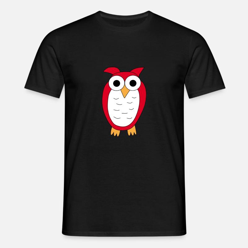 Eule rote Eule - Männer T-Shirt - Schwarz