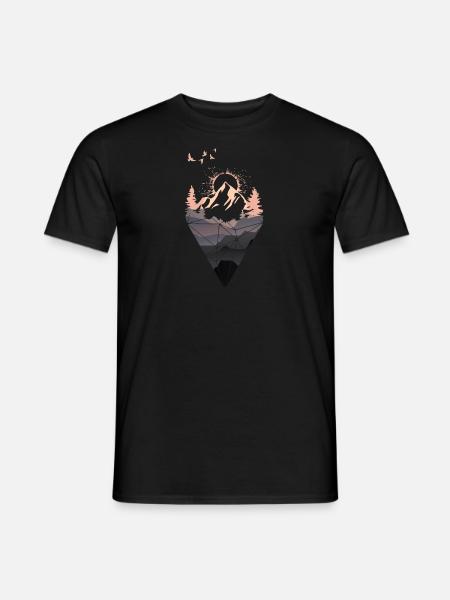 Sonnenaufgang / Sunrise Motiv Style schwarz rosa - Männer T-Shirt - Schwarz